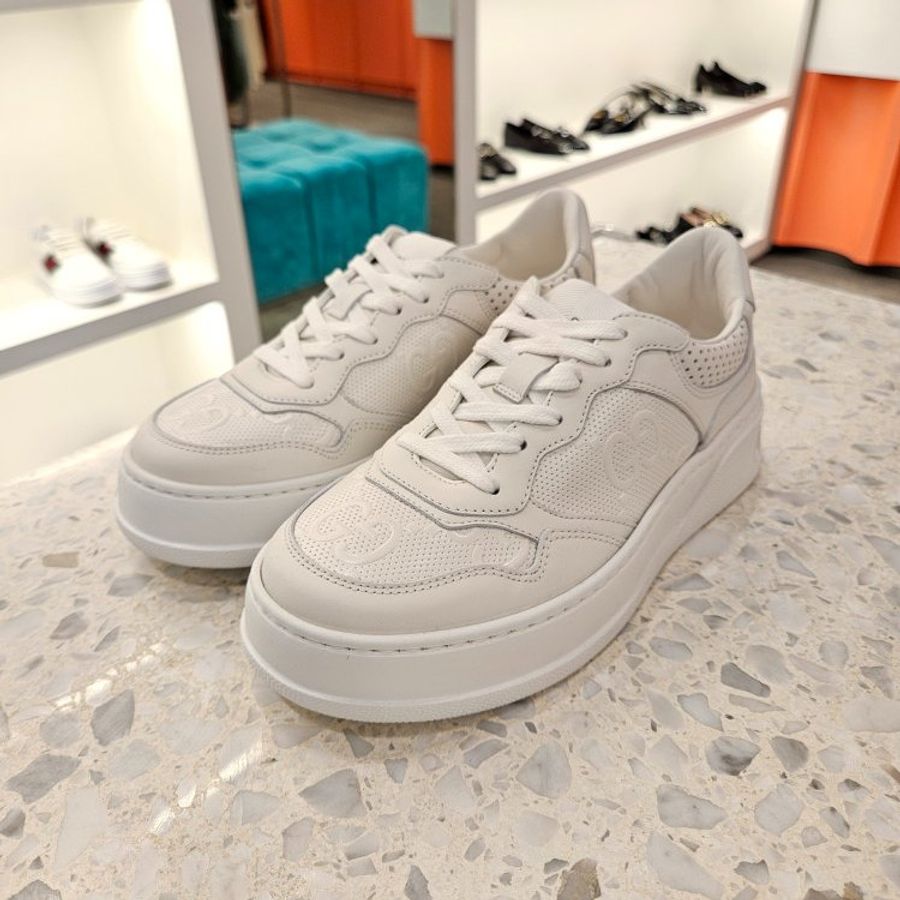 Gucci 670408 女款 GG壓印小白運動鞋/餅乾鞋 白色/增高5.5公分 IT 35/35.5/37.5/38《2024季度新品》-3