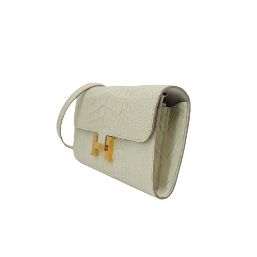 Hermes Constance To go 鱷魚皮金釦長夾/斜背包(8L冰川白)-4