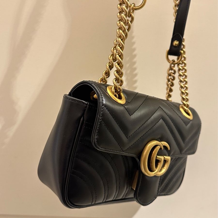 GUCCI 黑MARMONT掀蓋鏈包22-1
