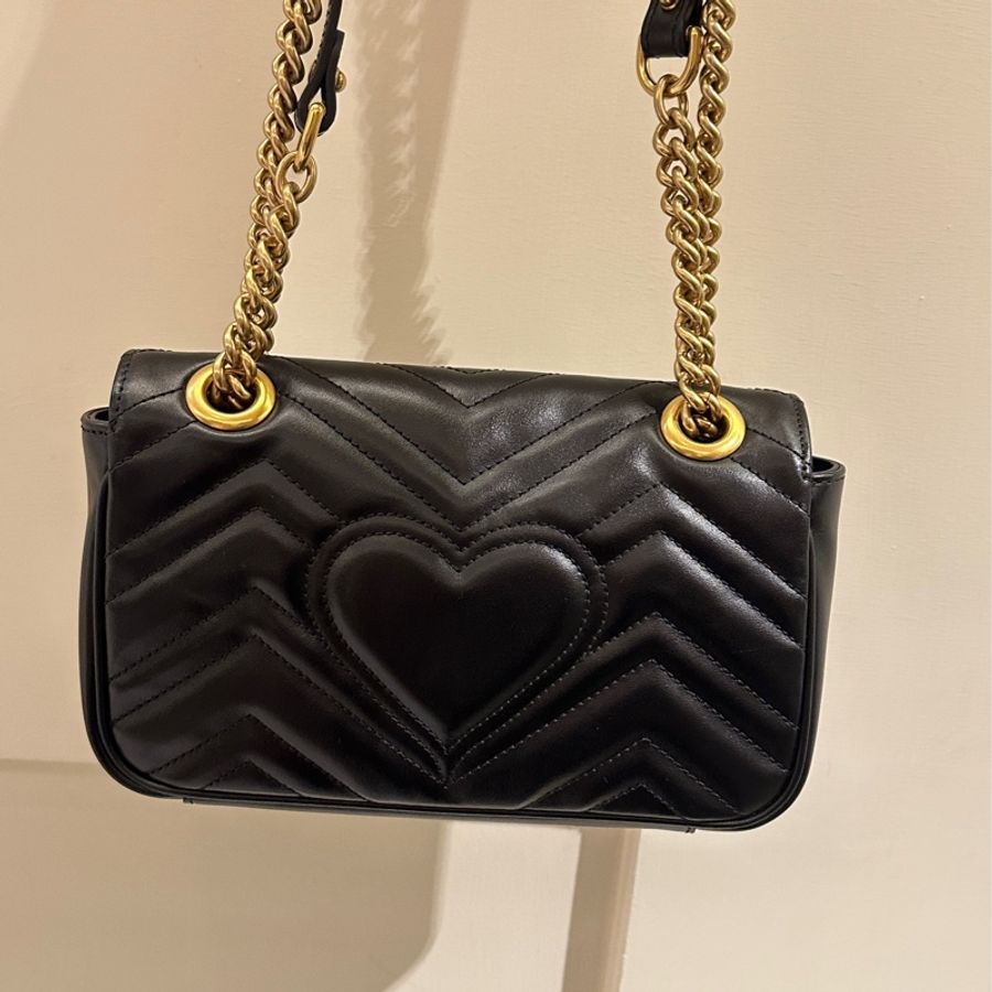 GUCCI 黑MARMONT掀蓋鏈包22-3