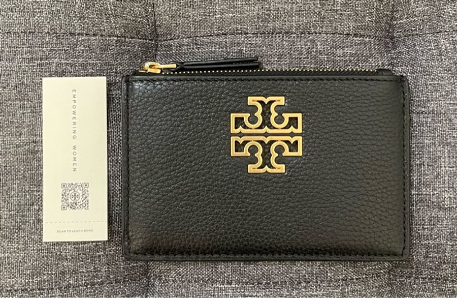 TB大LOGO拉鍊零錢卡夾包(黑)-0