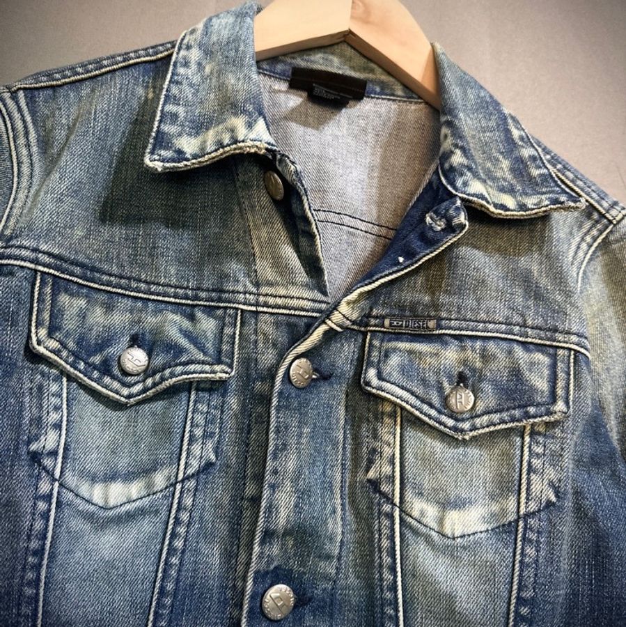 Diesel 義大利製 Y2K仿舊土石刷色牛仔外套 丹寧騎士外套  vintage-1