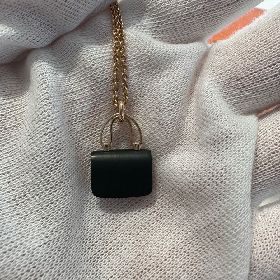 可議價 9成新 愛馬仕 Hermes Constance Black Jade Necklace 黑玉項鍊 桃園機場購入-6