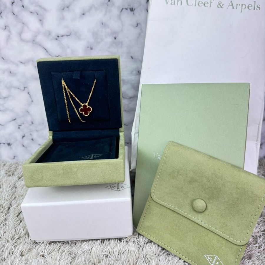 Van Cleef & Arpels 復古 Alhambra 紅玉髓項鍊 K18黃金(750) 黃金(VCARD38500)中號 ⭕️全配⭕️-0