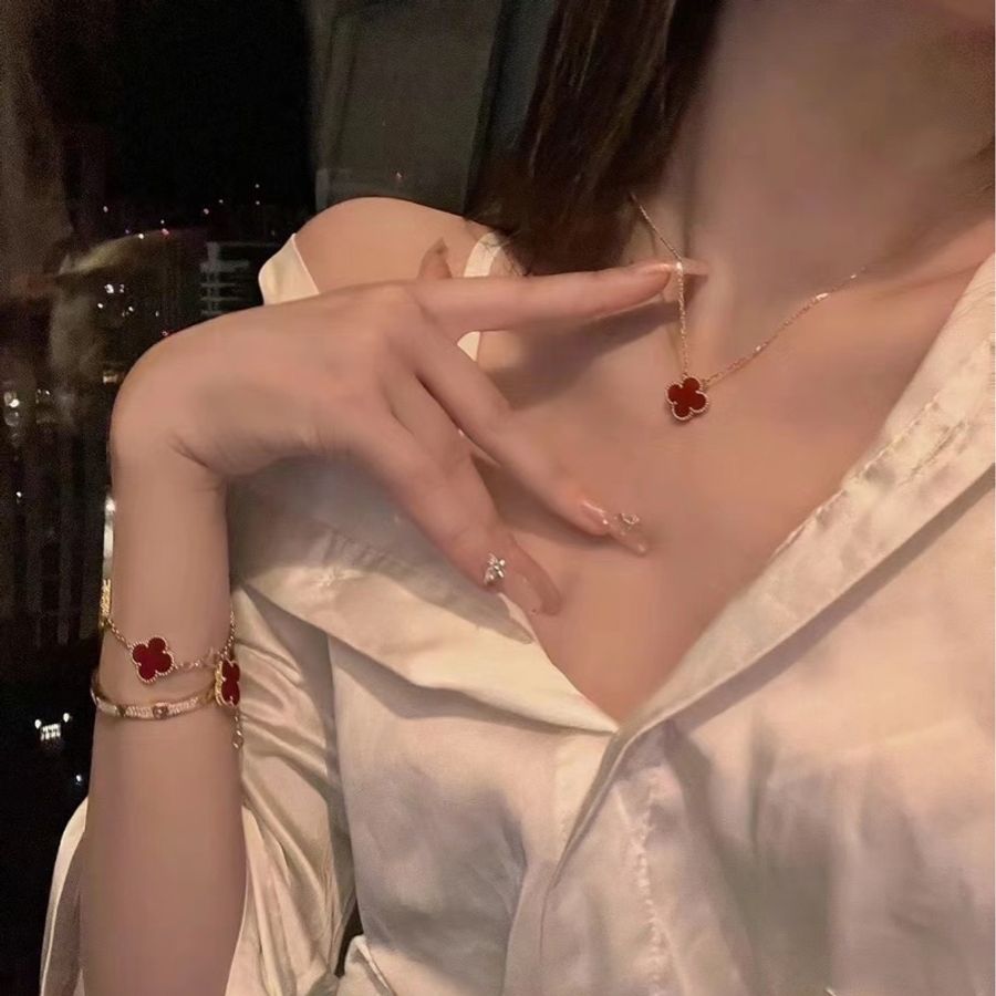 Van Cleef & Arpels 復古 Alhambra 紅玉髓項鍊 K18黃金(750) 黃金(VCARD38500)中號 ⭕️全配⭕️-3