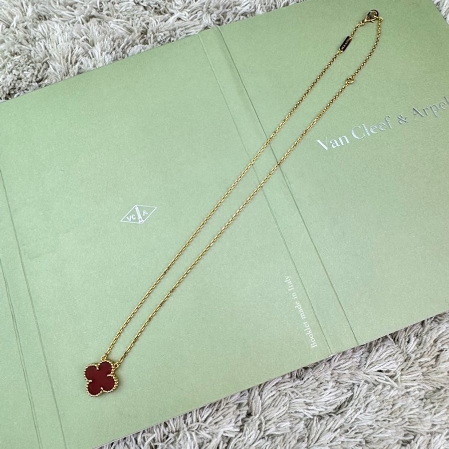 Van Cleef & Arpels 復古 Alhambra 紅玉髓項鍊 K18黃金(750) 黃金(VCARD38500)中號 ⭕️全配⭕️-10