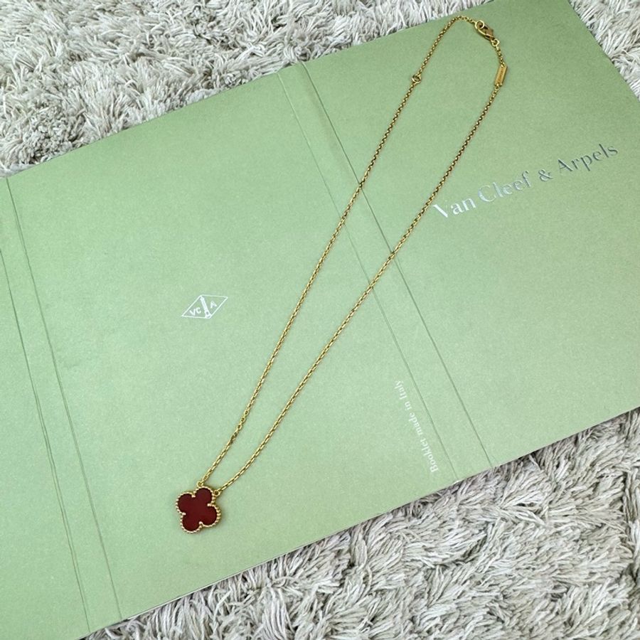 Van Cleef & Arpels 復古 Alhambra 紅玉髓項鍊 K18黃金(750) 黃金(VCARD38500)中號 ⭕️全配⭕️-11