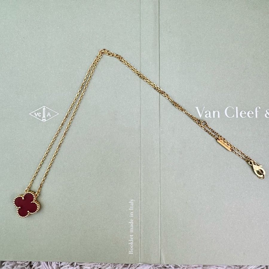 Van Cleef & Arpels 復古 Alhambra 紅玉髓項鍊 K18黃金(750) 黃金(VCARD38500)中號 ⭕️全配⭕️-17