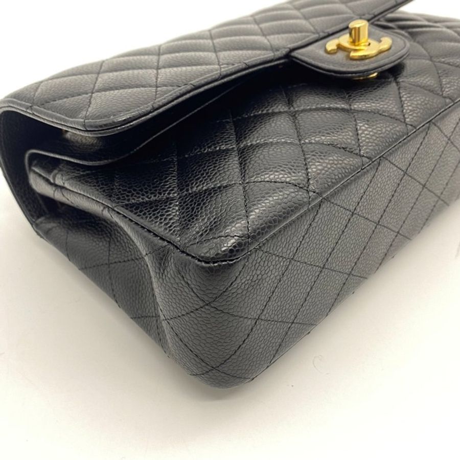 CHANEL 香奈兒 Classic Flap CF 黑金荔枝皮 25ＣＭ斜背包/肩背包-3