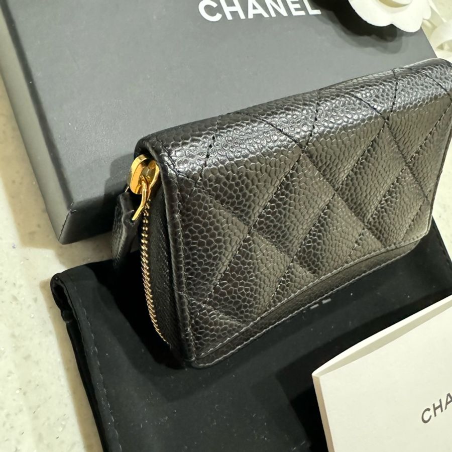 Chanel 經典拉鍊零錢包(黑金)-2