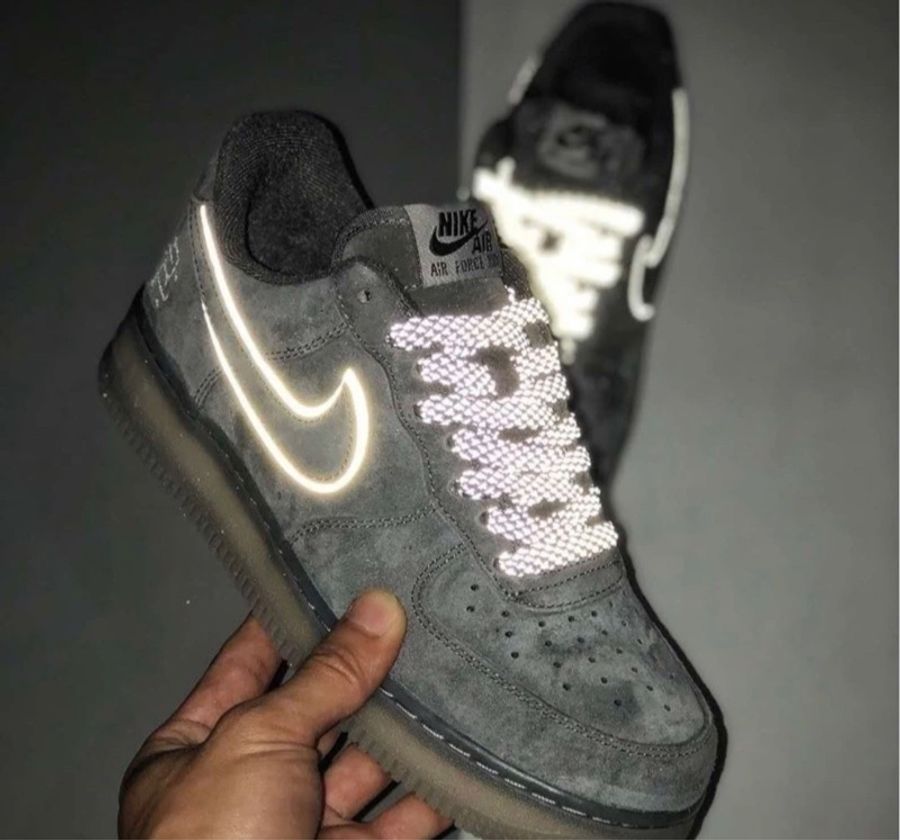 Nike Air Force 1 灰麂皮 了M反光-1