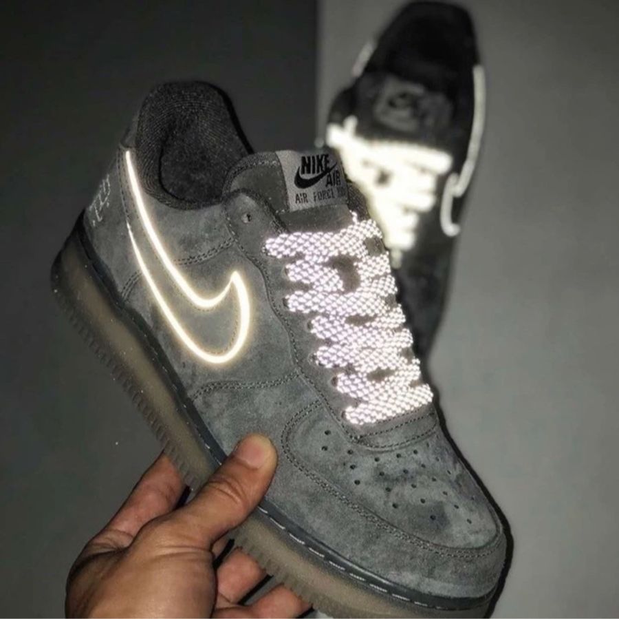 Nike Air Force 1 灰麂皮 了M反光-8