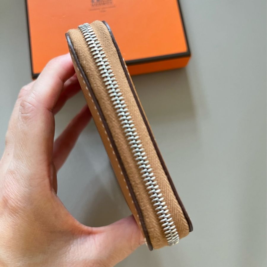 Hermes 金棕色❌黃色鎖鏈絲巾短夾-7