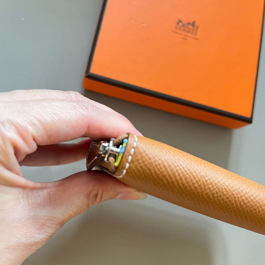 Hermes 金棕色❌黃色鎖鏈絲巾短夾-9