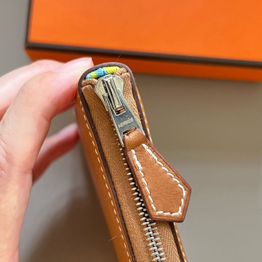 Hermes 金棕色❌黃色鎖鏈絲巾短夾-12