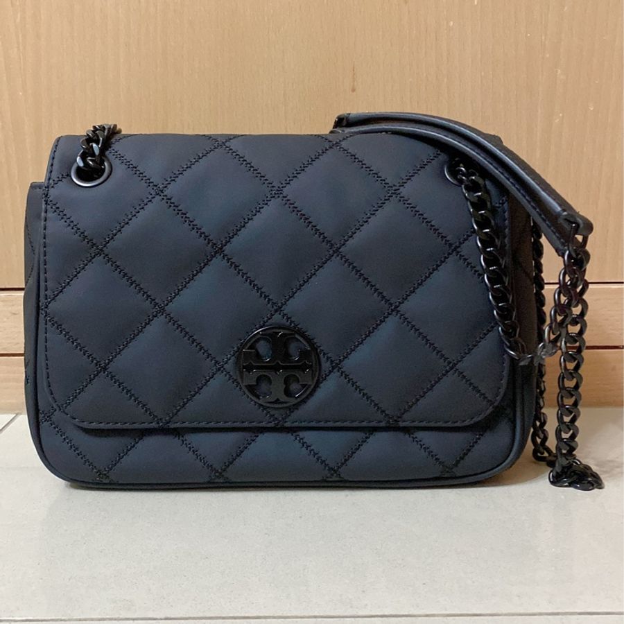 TORY BURCH/TB 霧黑 消光黑 啞光黑 磨沙黑鏈條包 WILLA-7