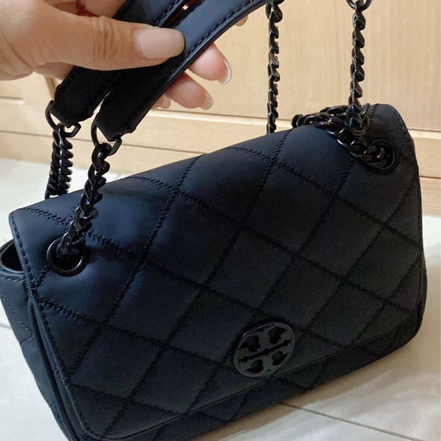 TORY BURCH/TB 霧黑 消光黑 啞光黑 磨沙黑鏈條包 WILLA-20