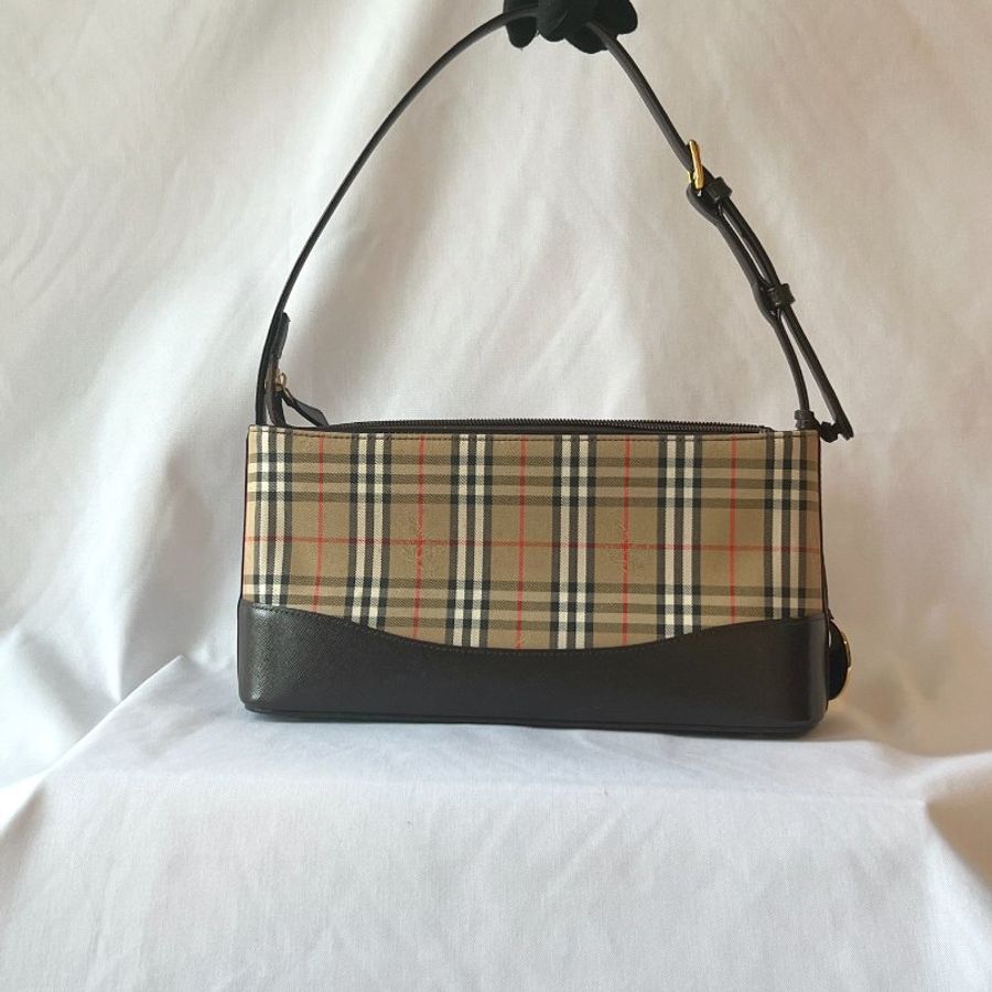 BURBERRY HAYMARKET CANVAS SHOULDER BAG 側背包 斜孭袋 日本中古包 vintage-0