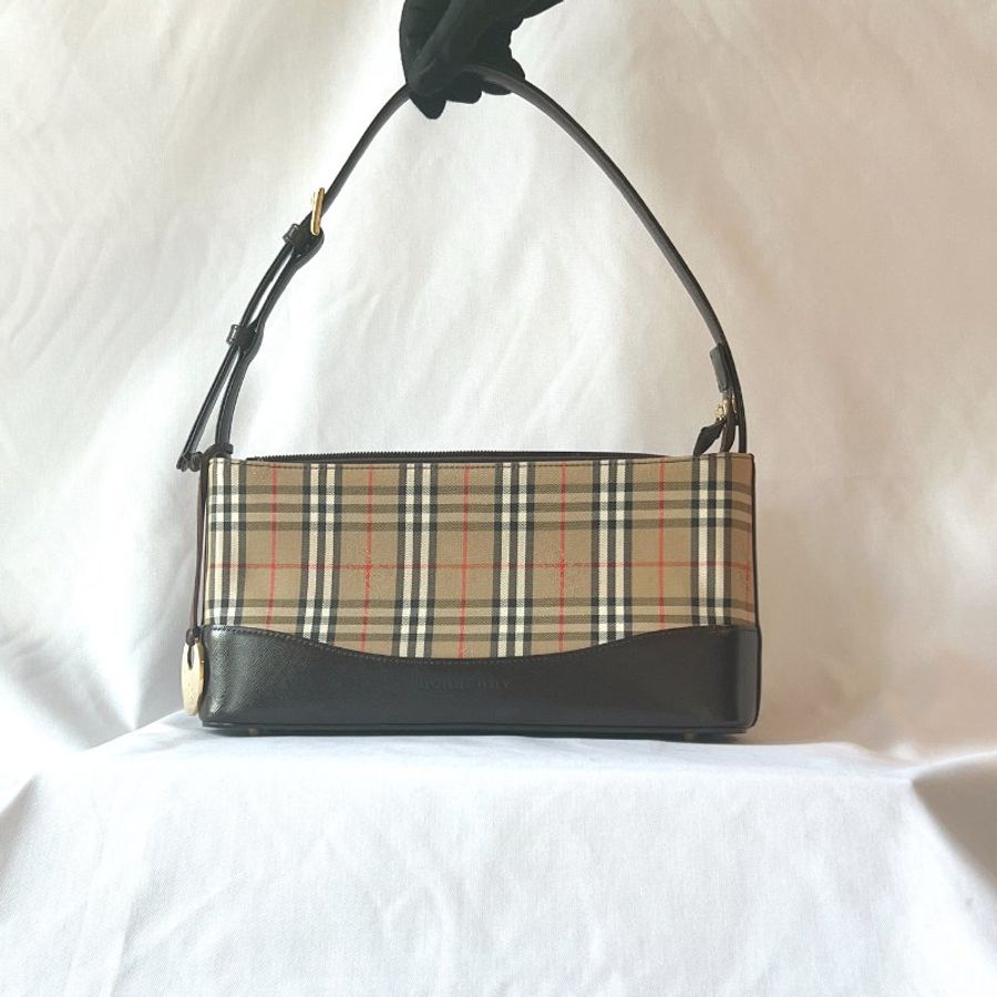 BURBERRY HAYMARKET CANVAS SHOULDER BAG 側背包 斜孭袋 日本中古包 vintage-1