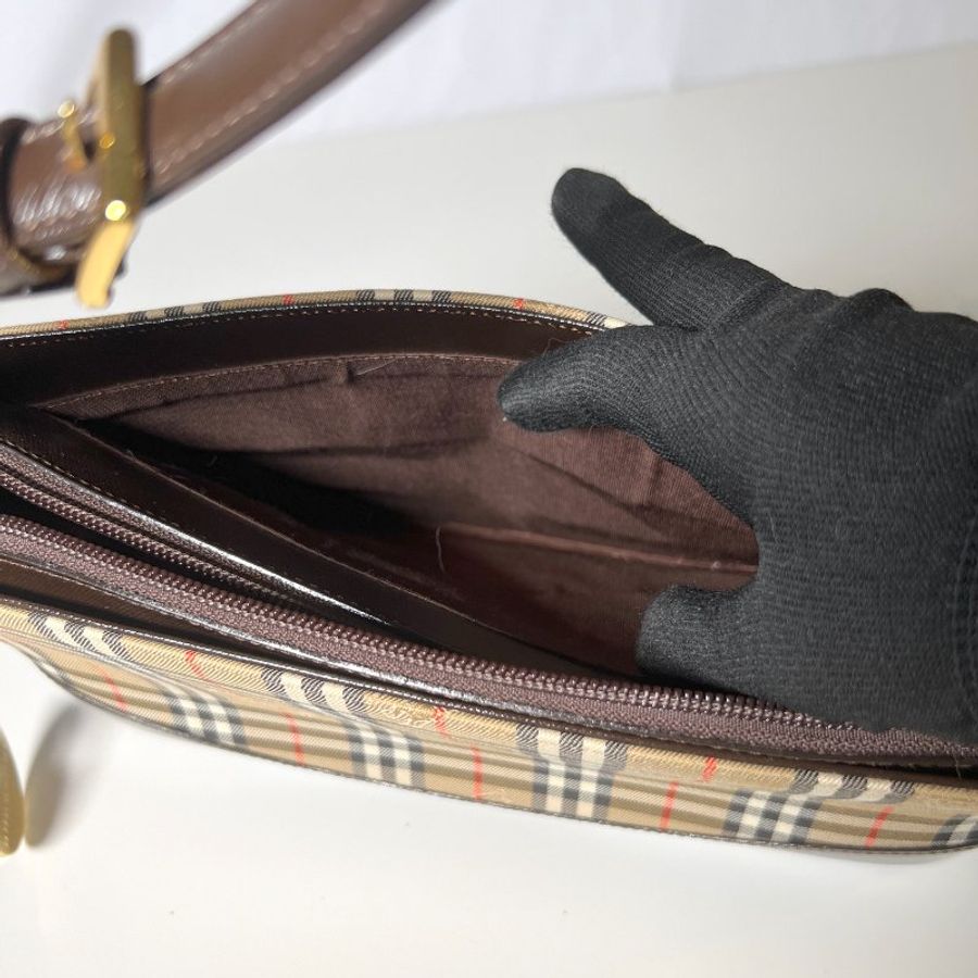 BURBERRY HAYMARKET CANVAS SHOULDER BAG 側背包 斜孭袋 日本中古包 vintage-2