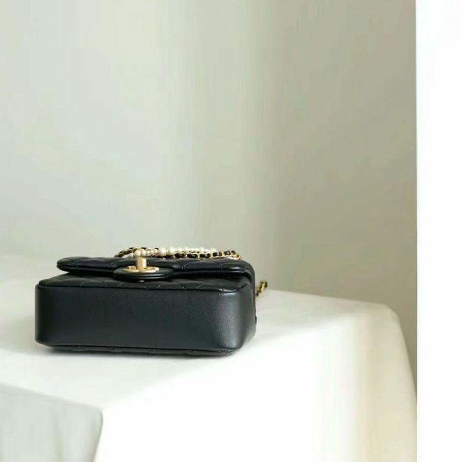 香奈兒Chanel 珍珠方胖 黑金羊 mini cf (比方胖大一點)-7