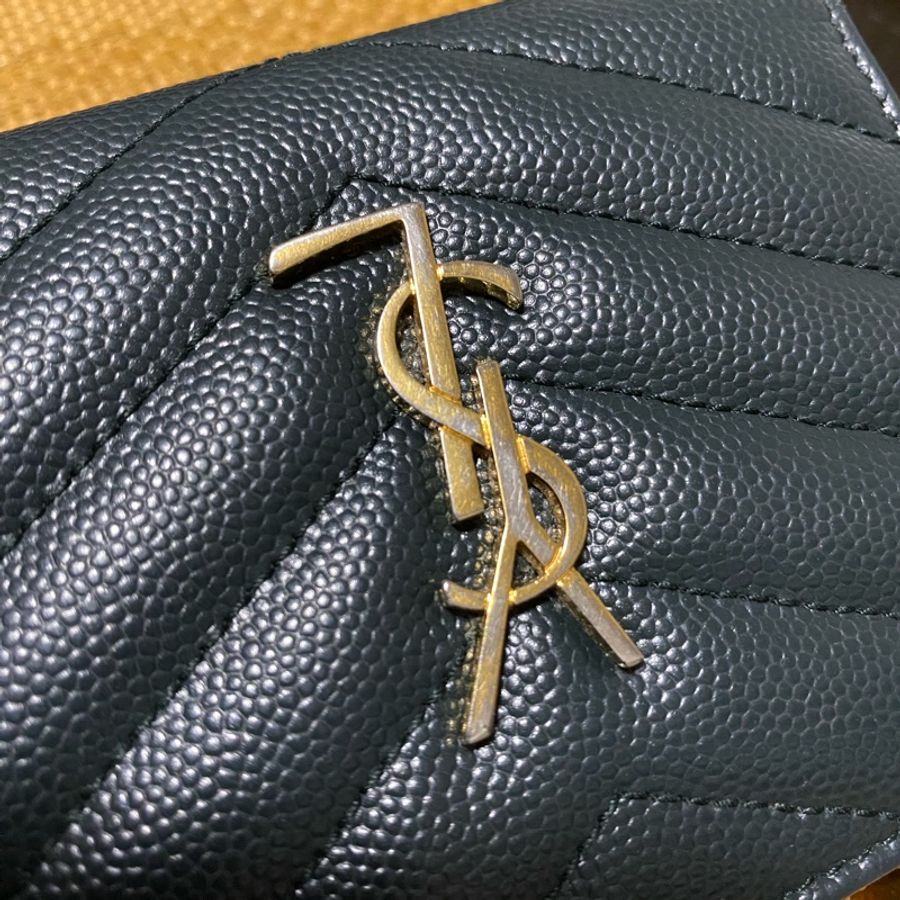 限時特價❤️YSL 金 不錯 墨綠 墨黑綠 短夾 零錢包 卡夾 SAINT LAURENT-4