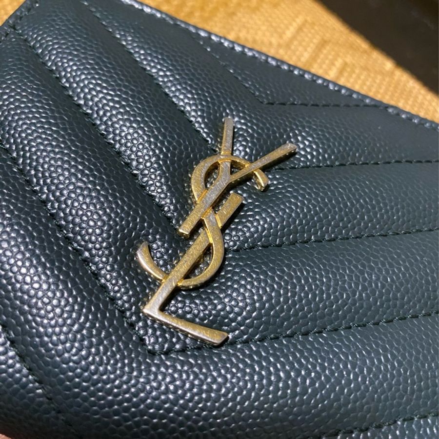 限時特價❤️YSL 金 不錯 墨綠 墨黑綠 短夾 零錢包 卡夾 SAINT LAURENT-7