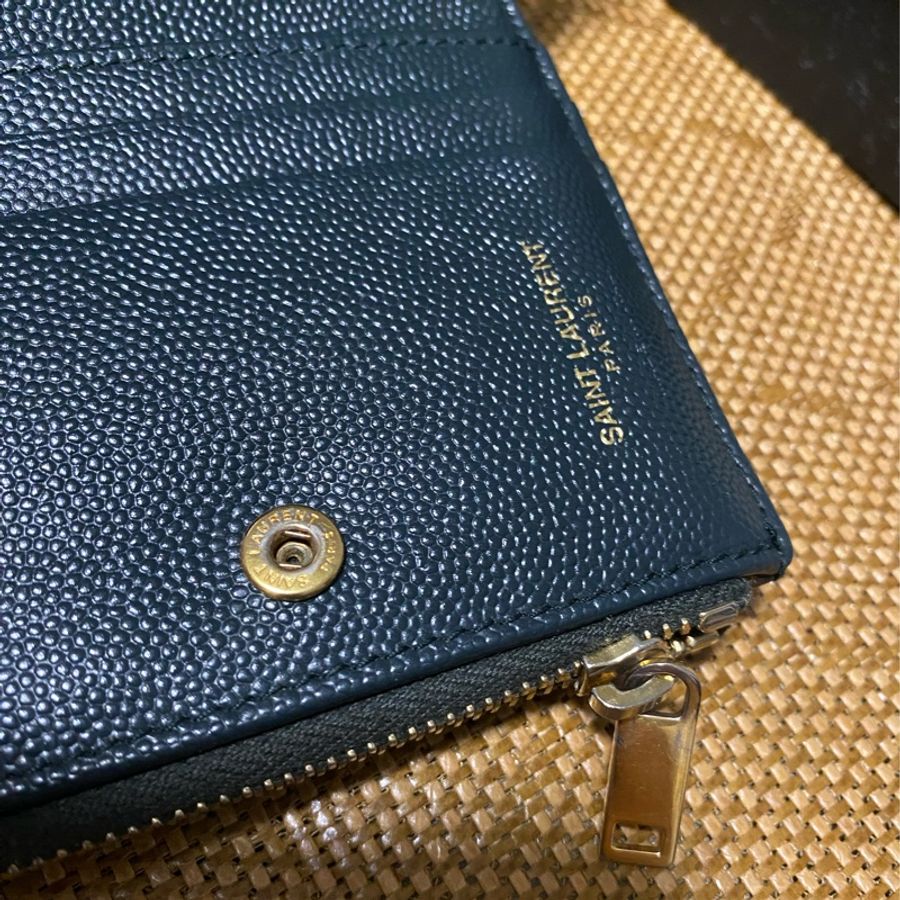 限時特價❤️YSL 金 不錯 墨綠 墨黑綠 短夾 零錢包 卡夾 SAINT LAURENT-15