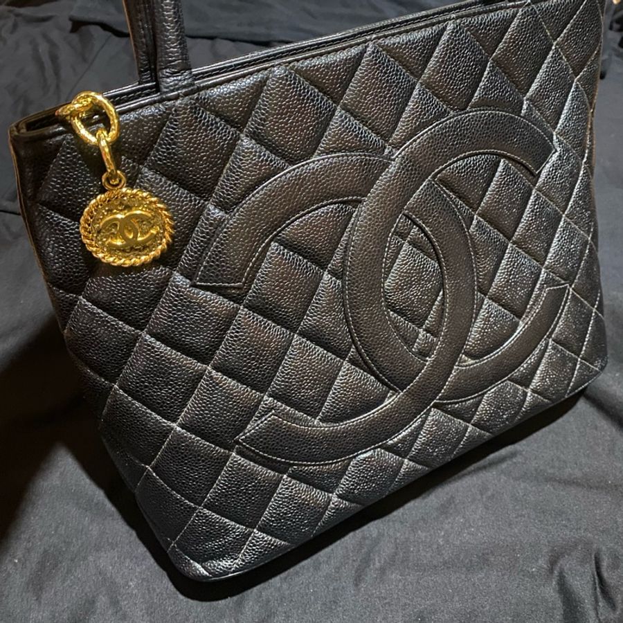 Chanel 香奈兒希爾頓金荔枝金幣包托特包 手提包vintage-4