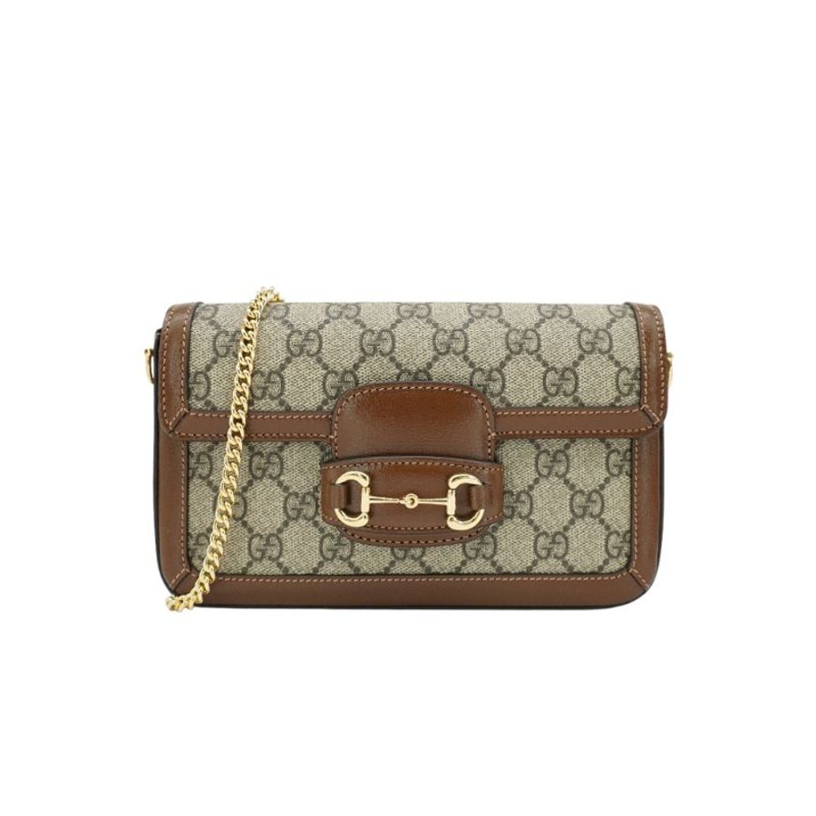 Gucci Horsebit 1955 迷你鍊帶斜背包(752002-烏木)-0