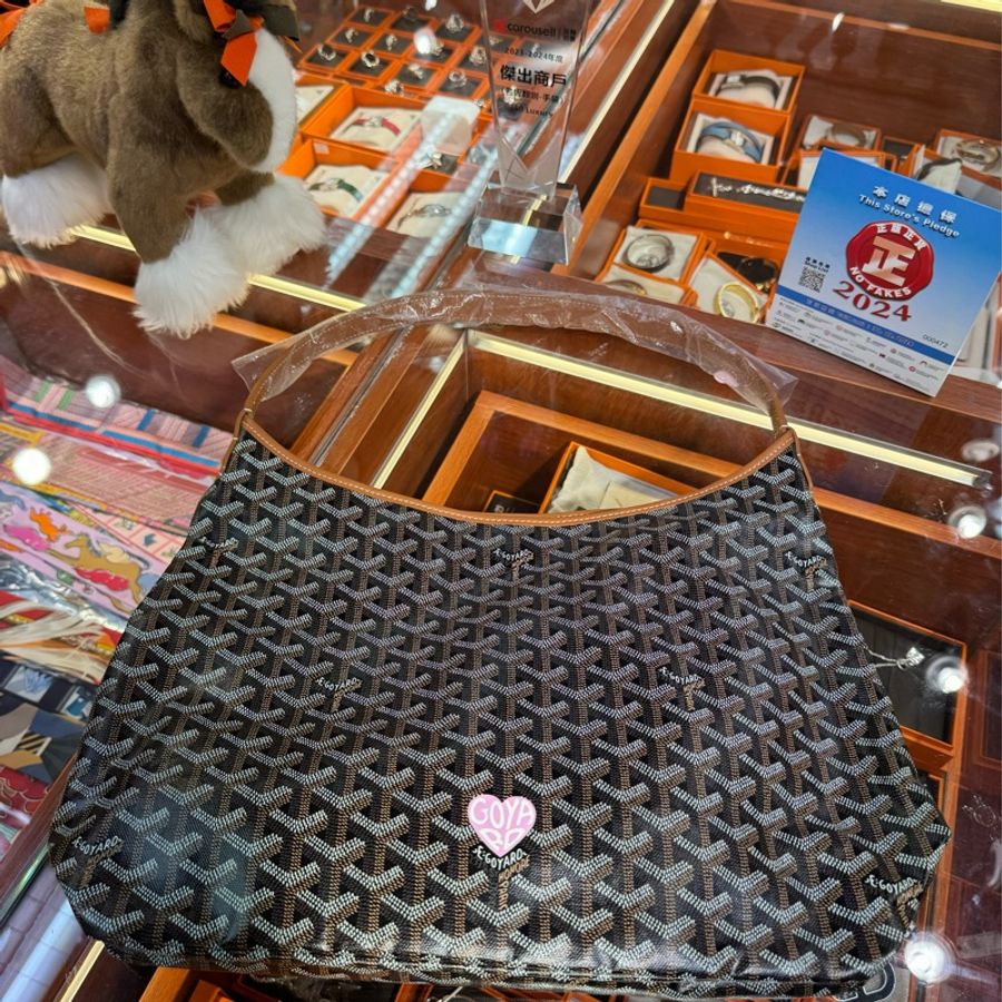 ✨持有正品正貨標籤公司✨Goyard 啡色Hobo 粉紅色心-1