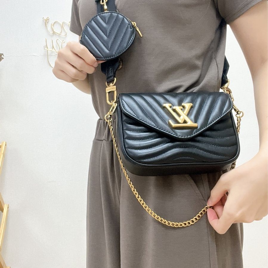 閒置品 Lv new wave multi pochette 黑色三合一鏈條包/布肩帶包 (附零錢包)-0