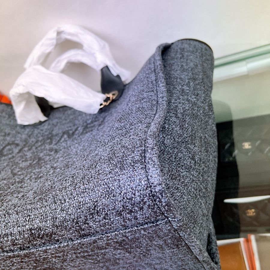 閒置 Chanel deauville tote medium 黑灰藍色 托特/ 沙灘包/媽咪包-7