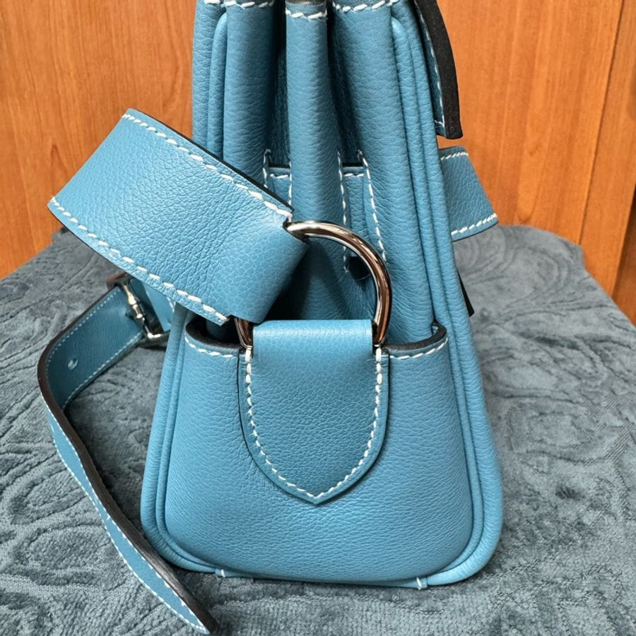 愛馬仕 Hermes Kelly Messenger PM New Blue Jean 新牛仔藍全新W刻-15