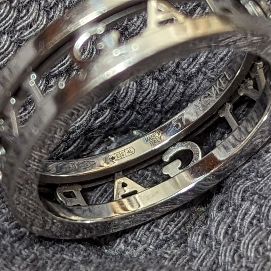 Bvlgari B.zero1 18K 白金單圈戒指 57mm,螺旋飾以鏤空品牌標誌-3