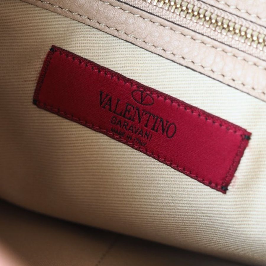 Valentino vintage 素面荔枝紋手提包-4