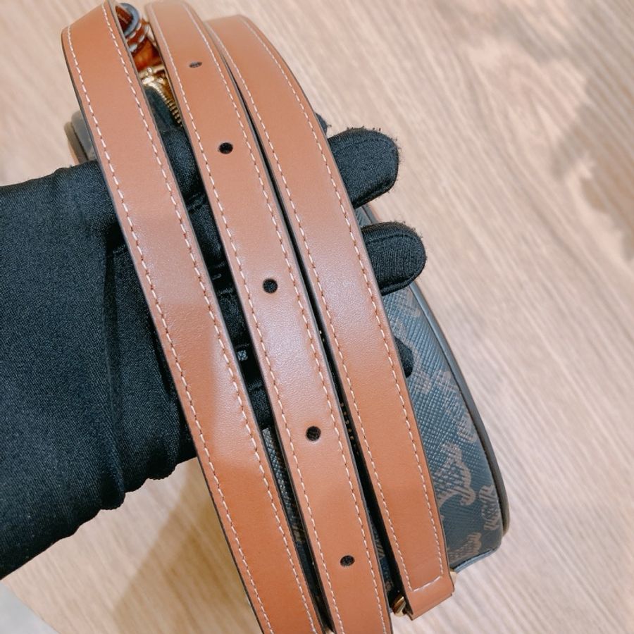 CELINE 思琳迷你圓餅肩帶包包OVAL BAG CUIR TRIOMPHE CANVAS CALFSKIN-8