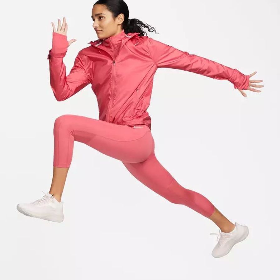 NIKE Women's Epic Luxe Crop Pocket Running Leggings 八分鯊魚褲 粉紅慢跑運動褲-0