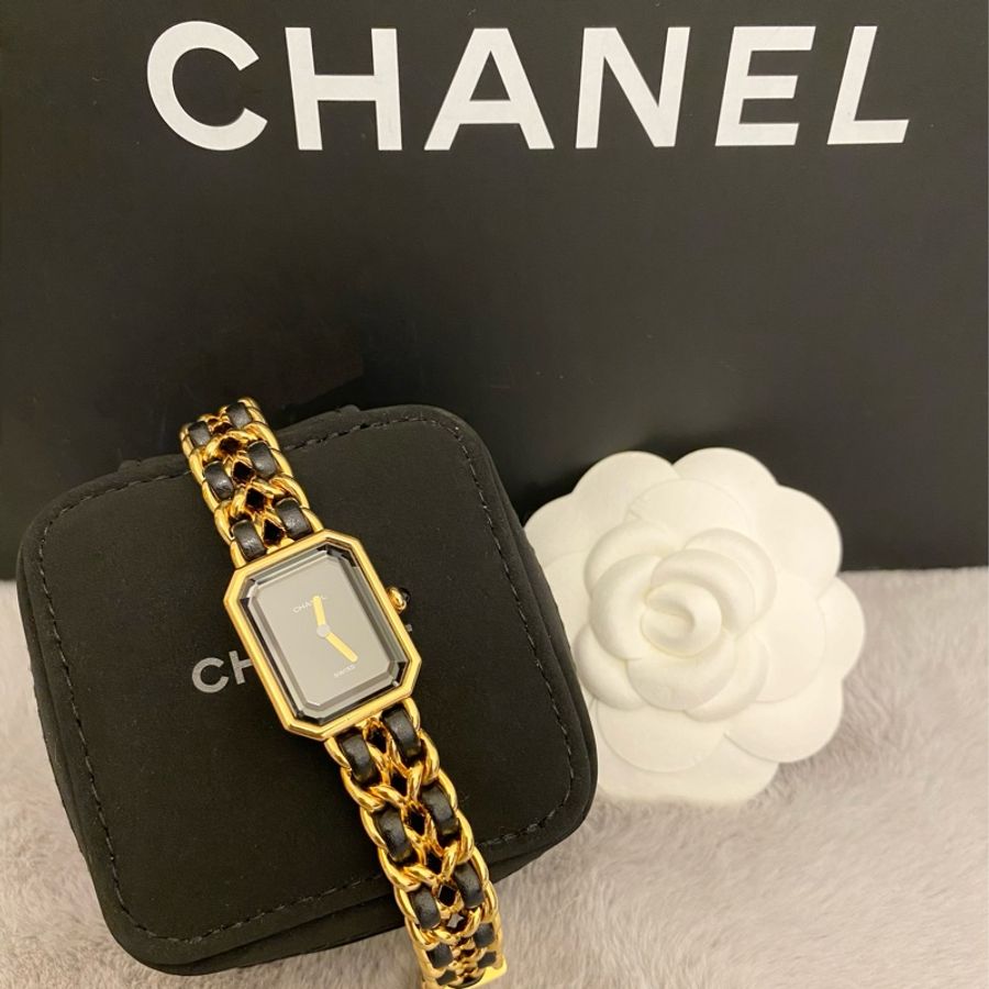 保證專櫃真品 M號‼️9成新 附保固 Chanel Premiere 香奈兒 首映錶 金鏈 黑金 黑銀-1