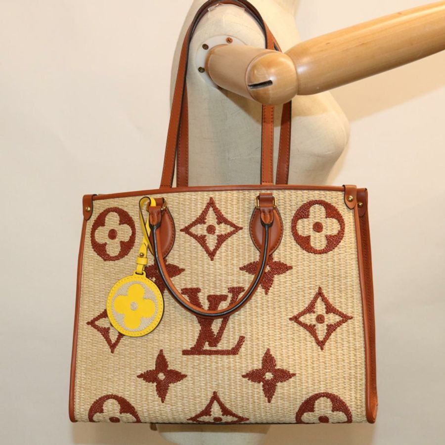 【日本直送】路易威登 Monogram 拉菲草 On The Go 中型包 2way 米色 M57707 LV Auth 67307S-26