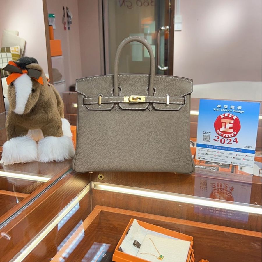 ✨持有正品正貨標籤公司✨Hermes Birkin 25 大象灰金扣-0