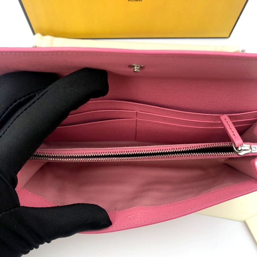 【極新全套配件】FENDI 經典Monster系列寶石小怪獸扣式長夾,CRAYONS系列,小牛皮,女夾,手拿包,二手真品,現貨【已售出】-8