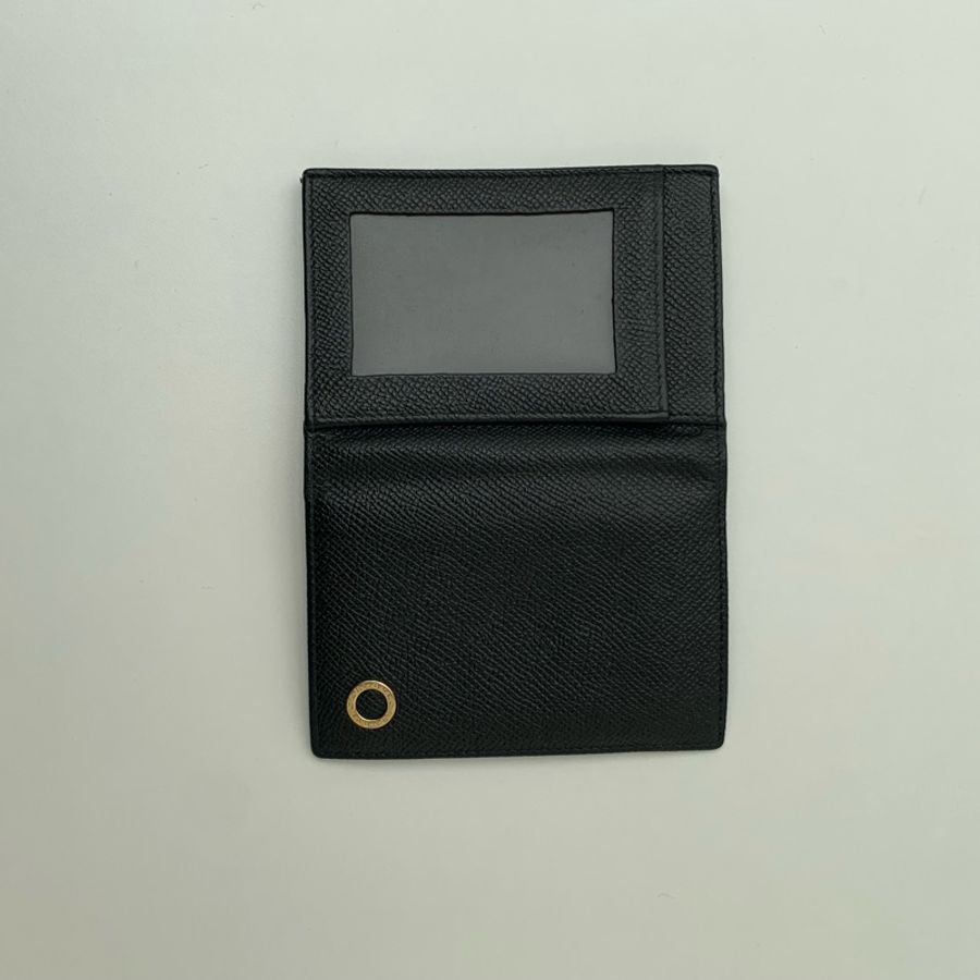 BVLGARI寶格麗 對折萬用卡夾/短夾 金屬圓環Logo 黑色 男女通用-15