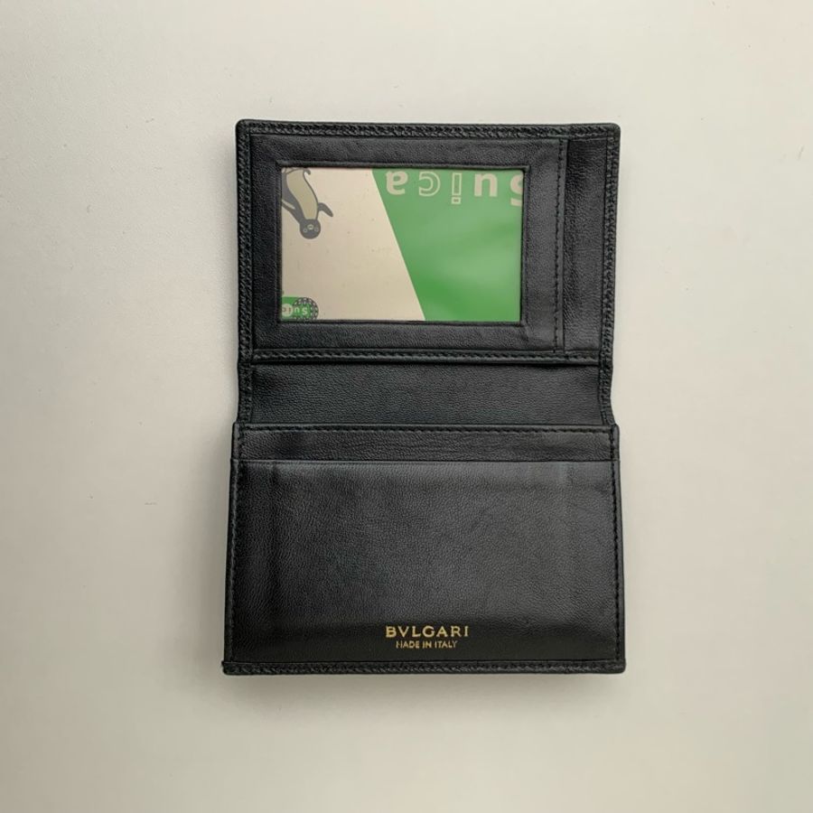 BVLGARI寶格麗 對折萬用卡夾/短夾 金屬圓環Logo 黑色 男女通用-19