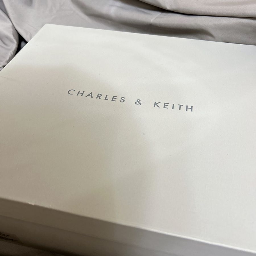 [Charles & Keith][全新] 米白方頭粗跟襪靴-7