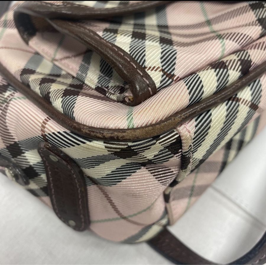 正品二手櫻花粉Burberry藍標相機包-10