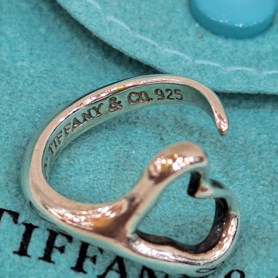 超低價TIFFANY & CO. 蒂芬妮 925 純銀 愛心 HEART 設計師 戒指-7