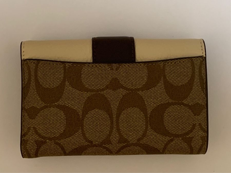 Coach 金屬LOGO經典C字印花拼接三折零錢中夾-1