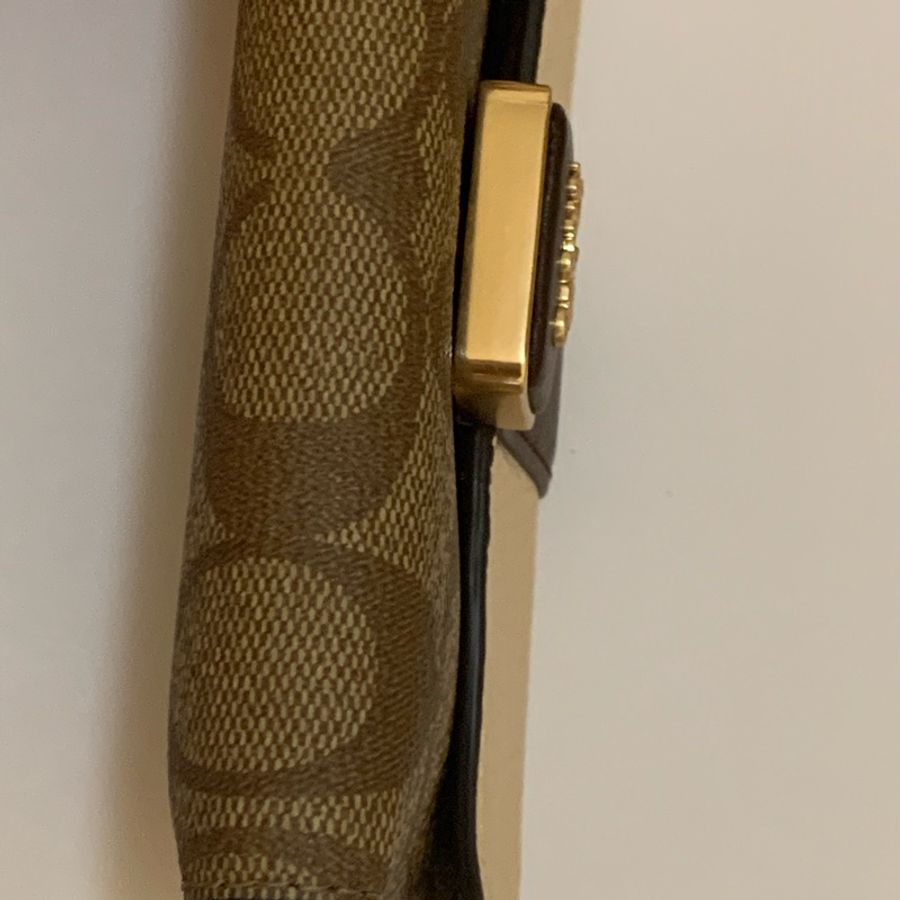 Coach 金屬LOGO經典C字印花拼接三折零錢中夾-3