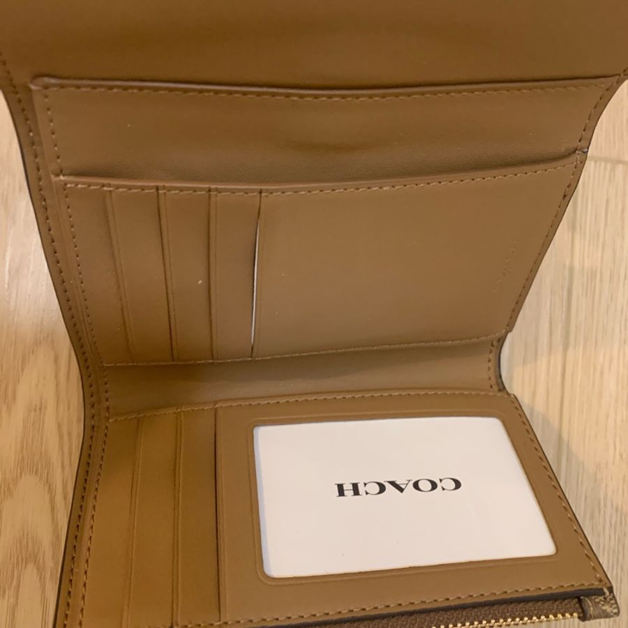 Coach 金屬LOGO經典C字印花拼接三折零錢中夾-5